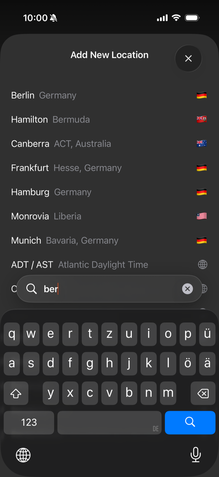 Searching for a city to add